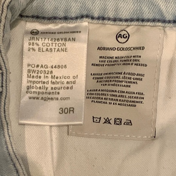 AG Adriano Goldschmied women’s 30 Light Blue Denim Shorts Distressed Fringe EUC - Picture 4 of 6